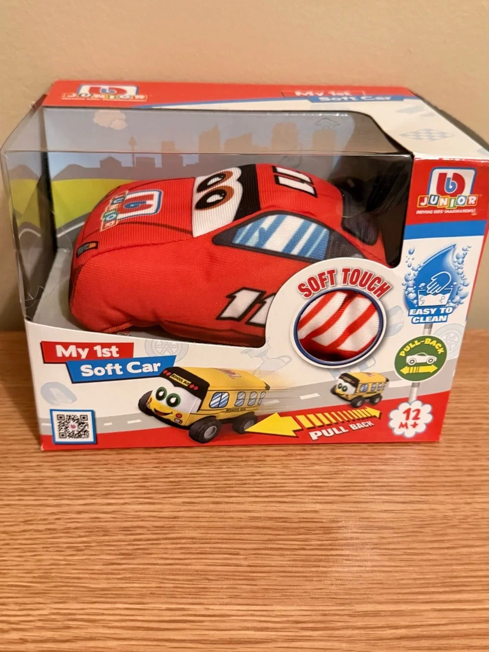 New in box . My 1st Soft Car - Red Plush Pull-Back Toy